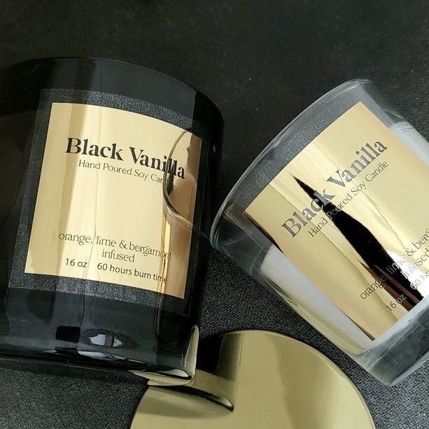 Personalised Candle Label - Niestandardowa błyszcząca złota srebrna naklejka dla
