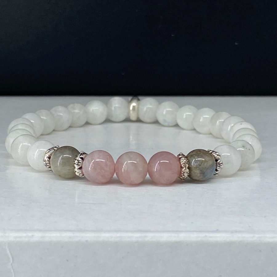 Coordinates Bracelet - Nowa bransoletka z kamienia księżycowego, labradorytu